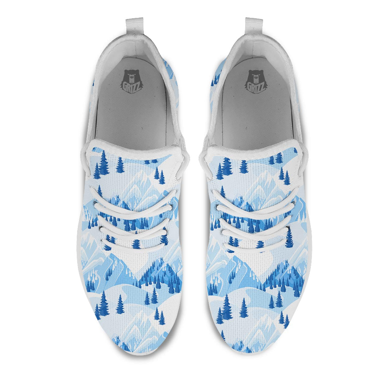 Mountain Skiing Print Pattern White Athletic Shoes-grizzshop