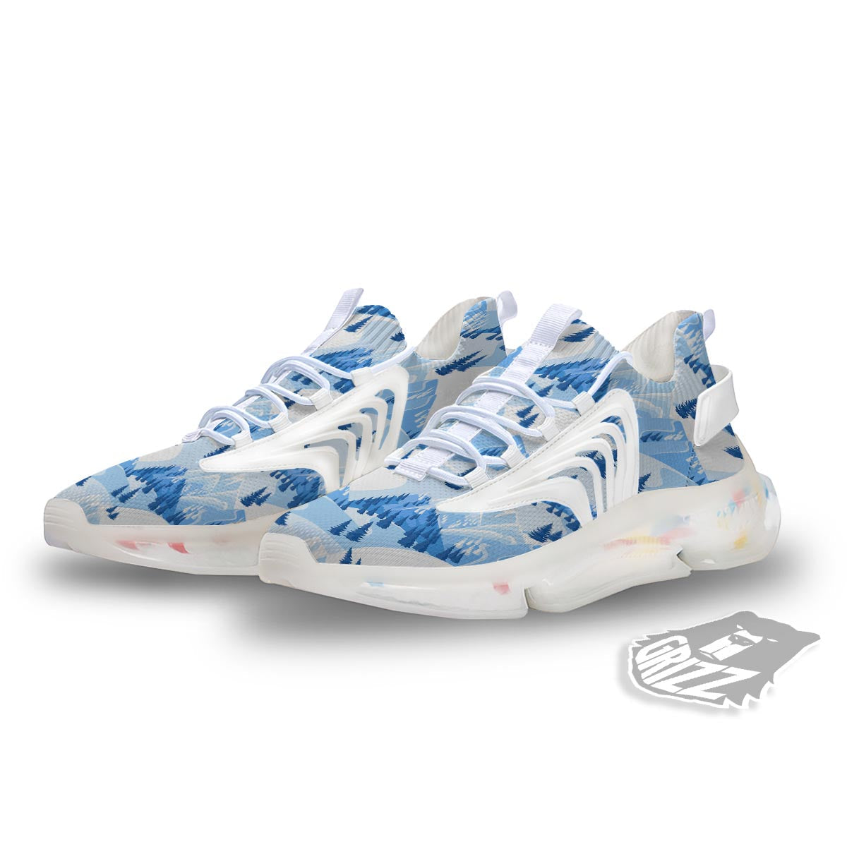 Mountain Skiing Print Pattern White Gym Shoes-grizzshop
