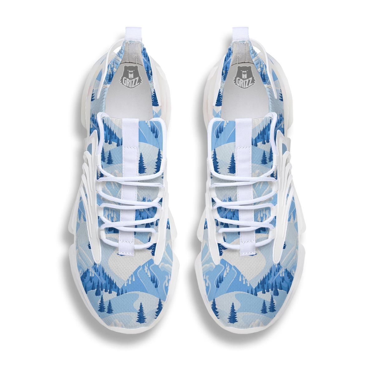 Mountain Skiing Print Pattern White Gym Shoes-grizzshop