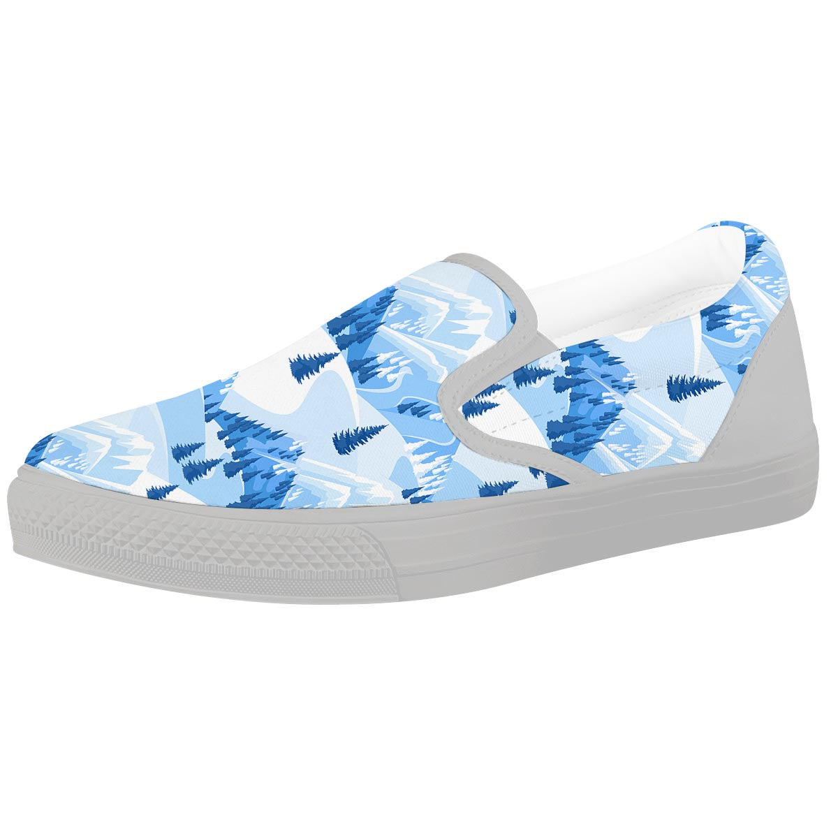 Mountain Skiing Print Pattern White Slip On Shoes-grizzshop