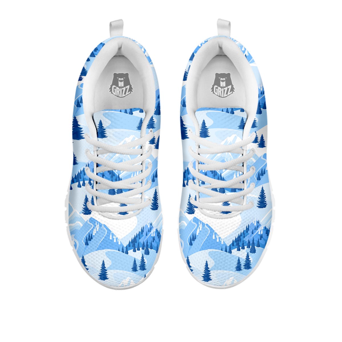 Mountain Skiing Print Pattern White Sneaker-grizzshop