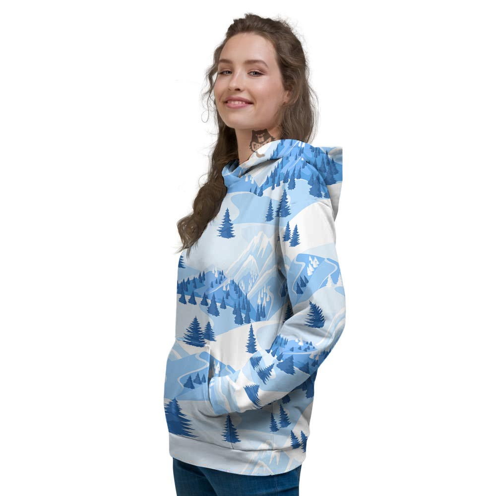 Mountain Skiing Print Pattern Women's Hoodie-grizzshop