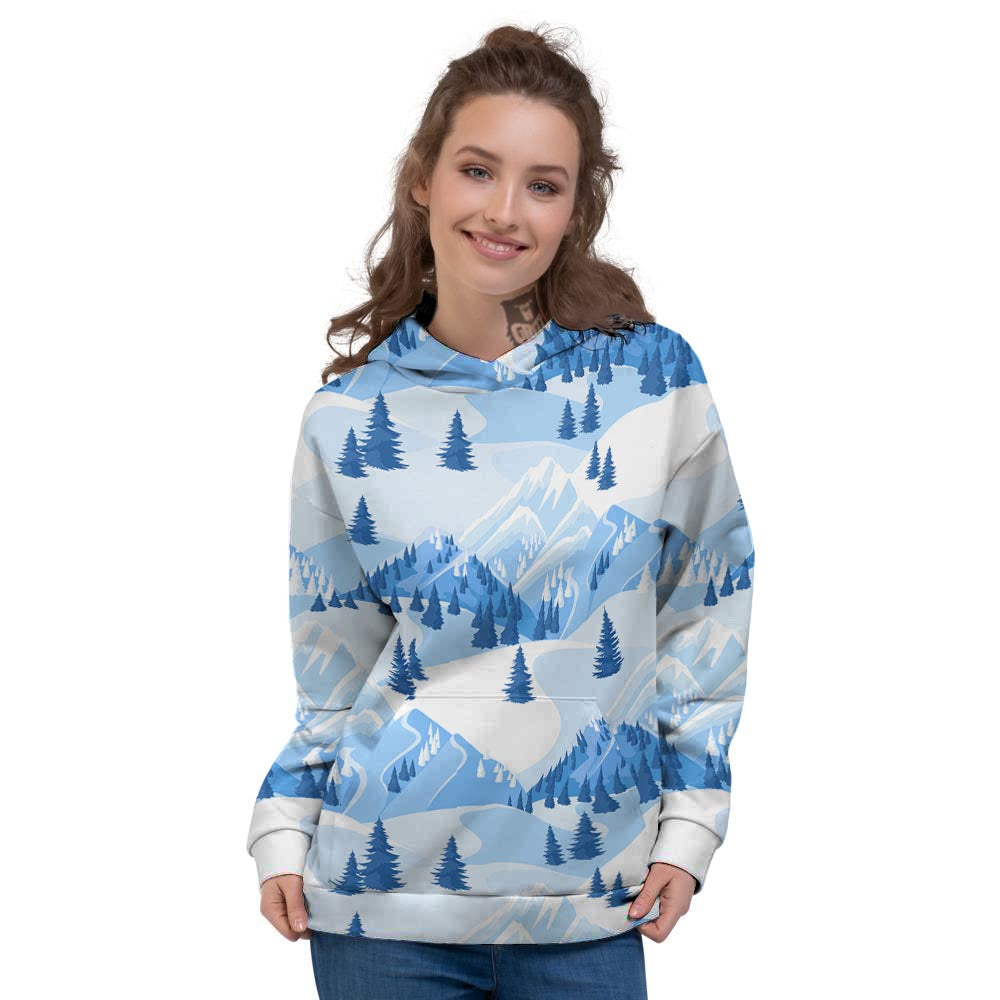 Mountain Skiing Print Pattern Women's Hoodie-grizzshop