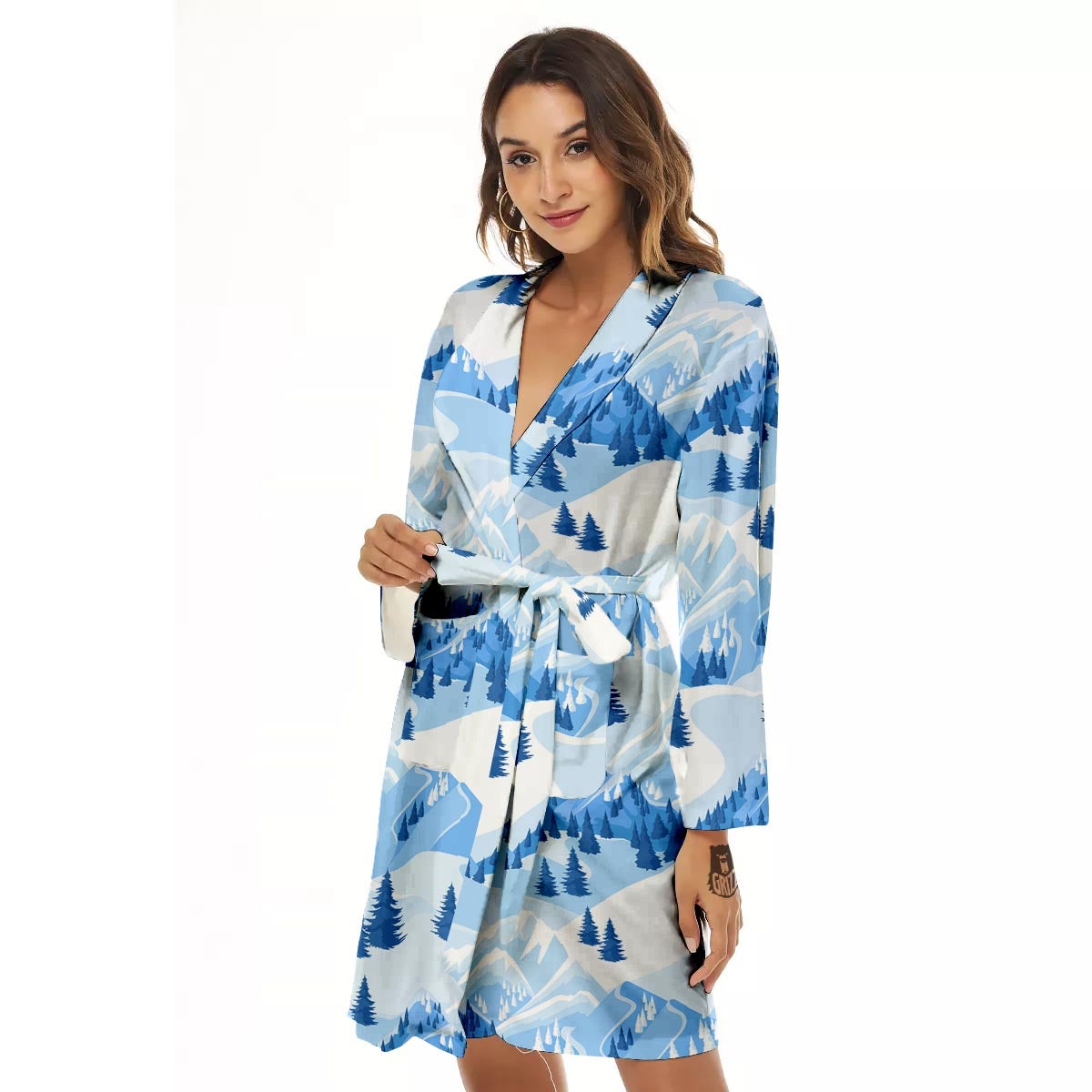 Mountain Skiing Print Pattern Women's Robe-grizzshop