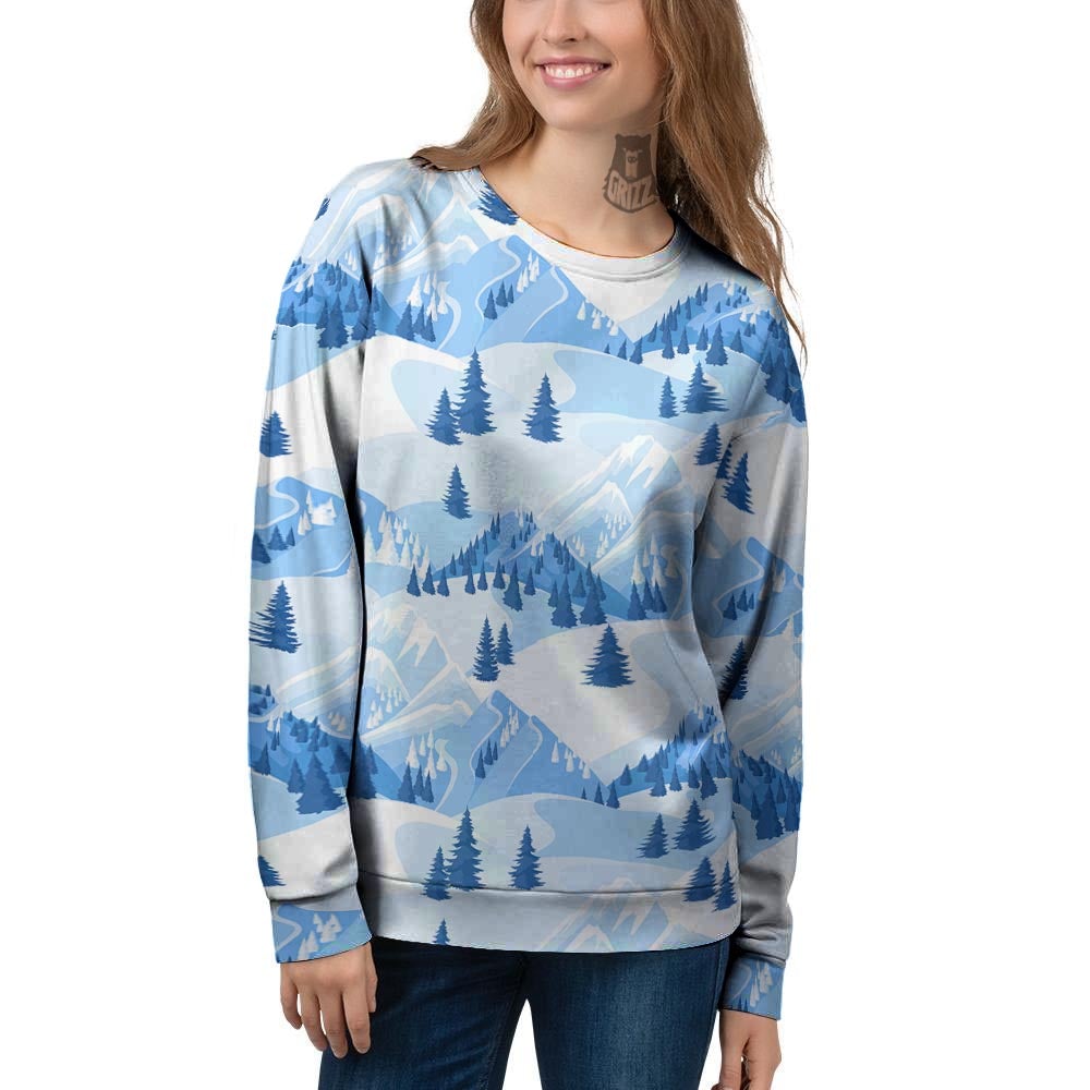 Mountain Skiing Print Pattern Women's Sweatshirt-grizzshop