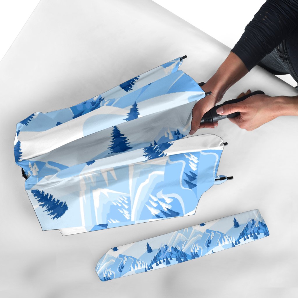 Mountain Snow Pattern Print Automatic Foldable Umbrella-grizzshop