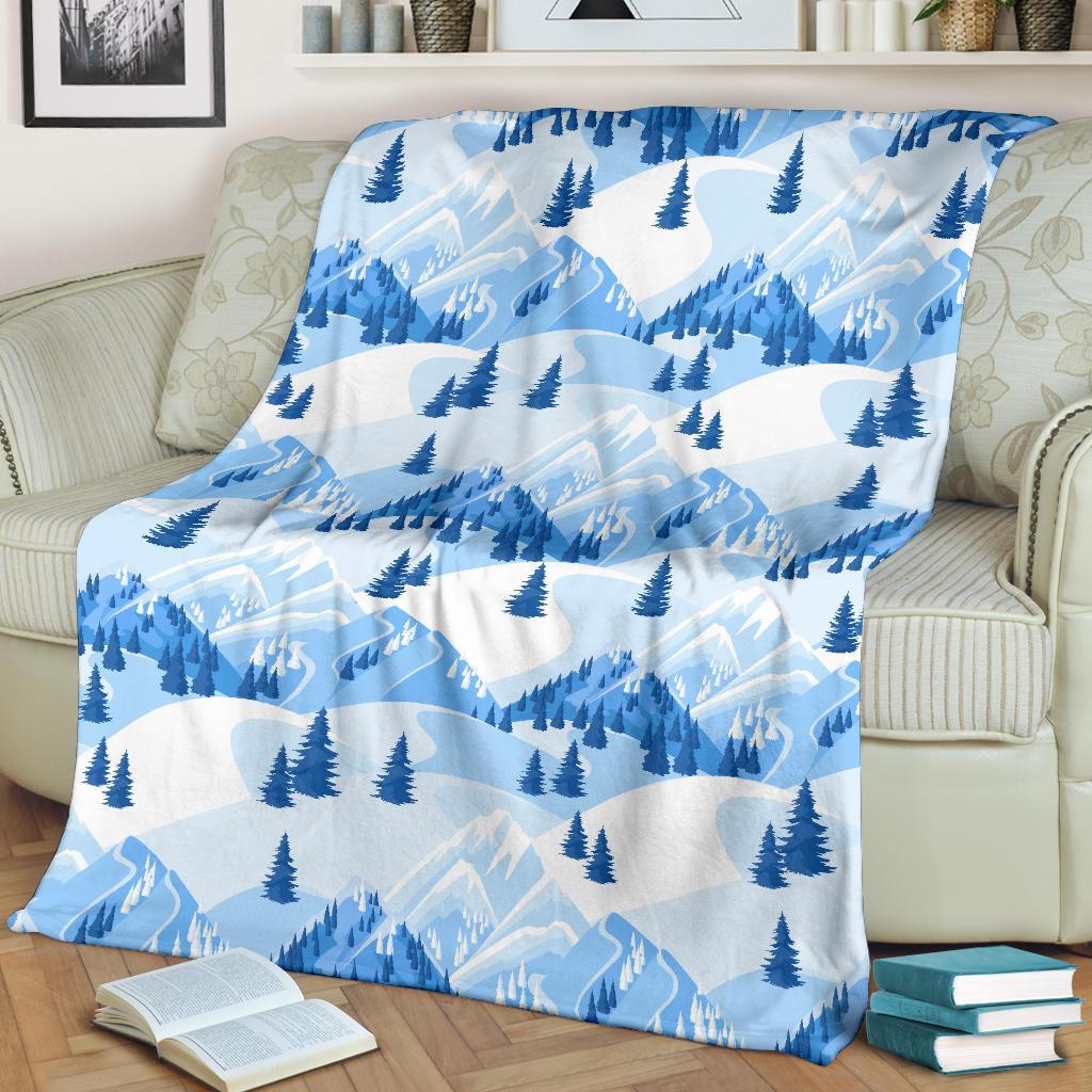 Mountain Snow Pattern Print Blanket-grizzshop