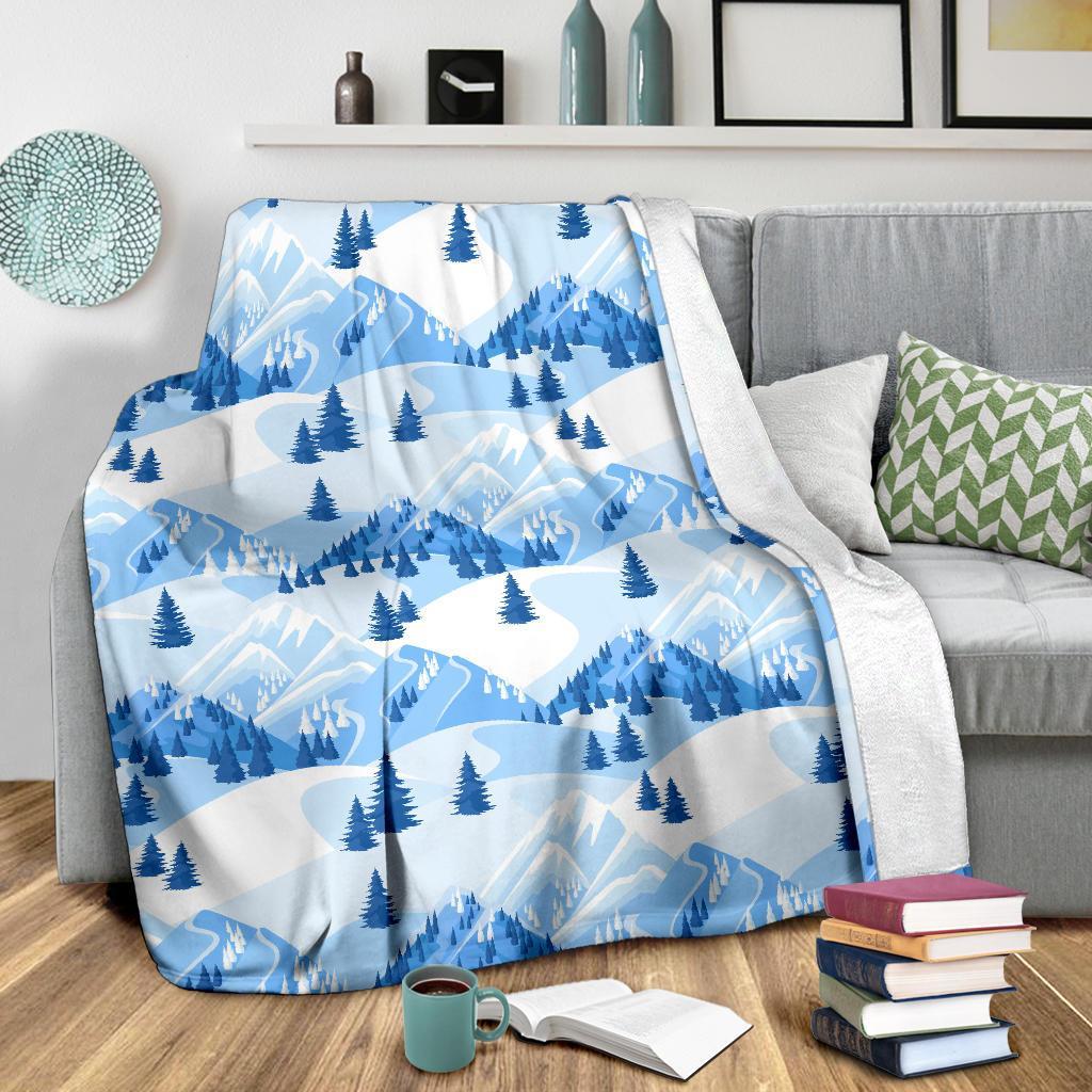 Mountain Snow Pattern Print Blanket-grizzshop