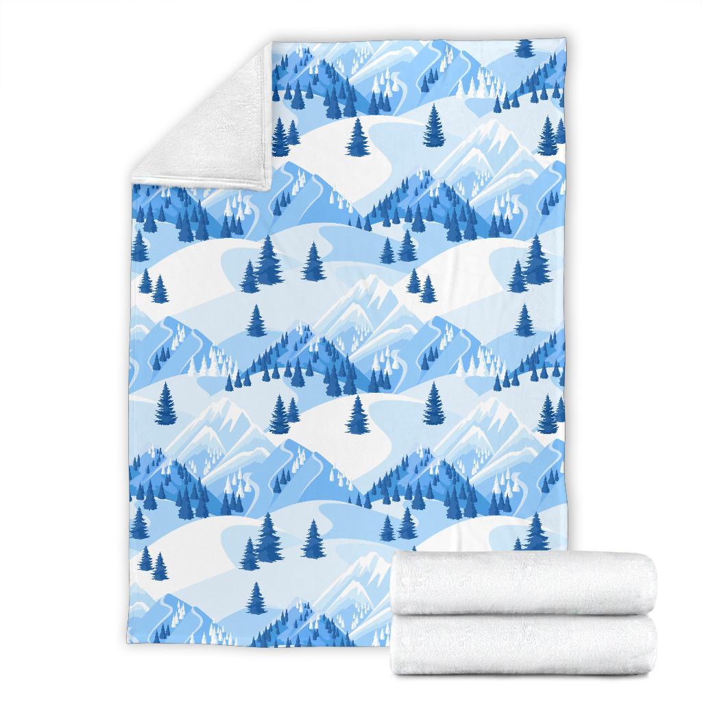 Mountain Snow Pattern Print Blanket-grizzshop