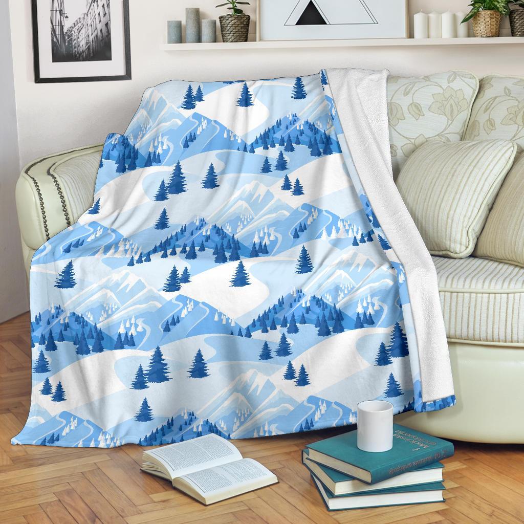 Mountain Snow Pattern Print Blanket-grizzshop