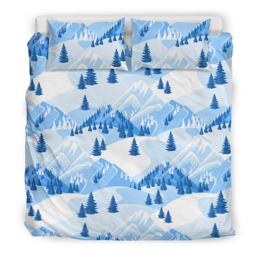 Mountain Snow Pattern Print Duvet Cover Bedding Set-grizzshop