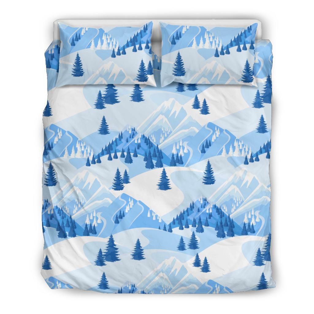 Mountain Snow Pattern Print Duvet Cover Bedding Set-grizzshop