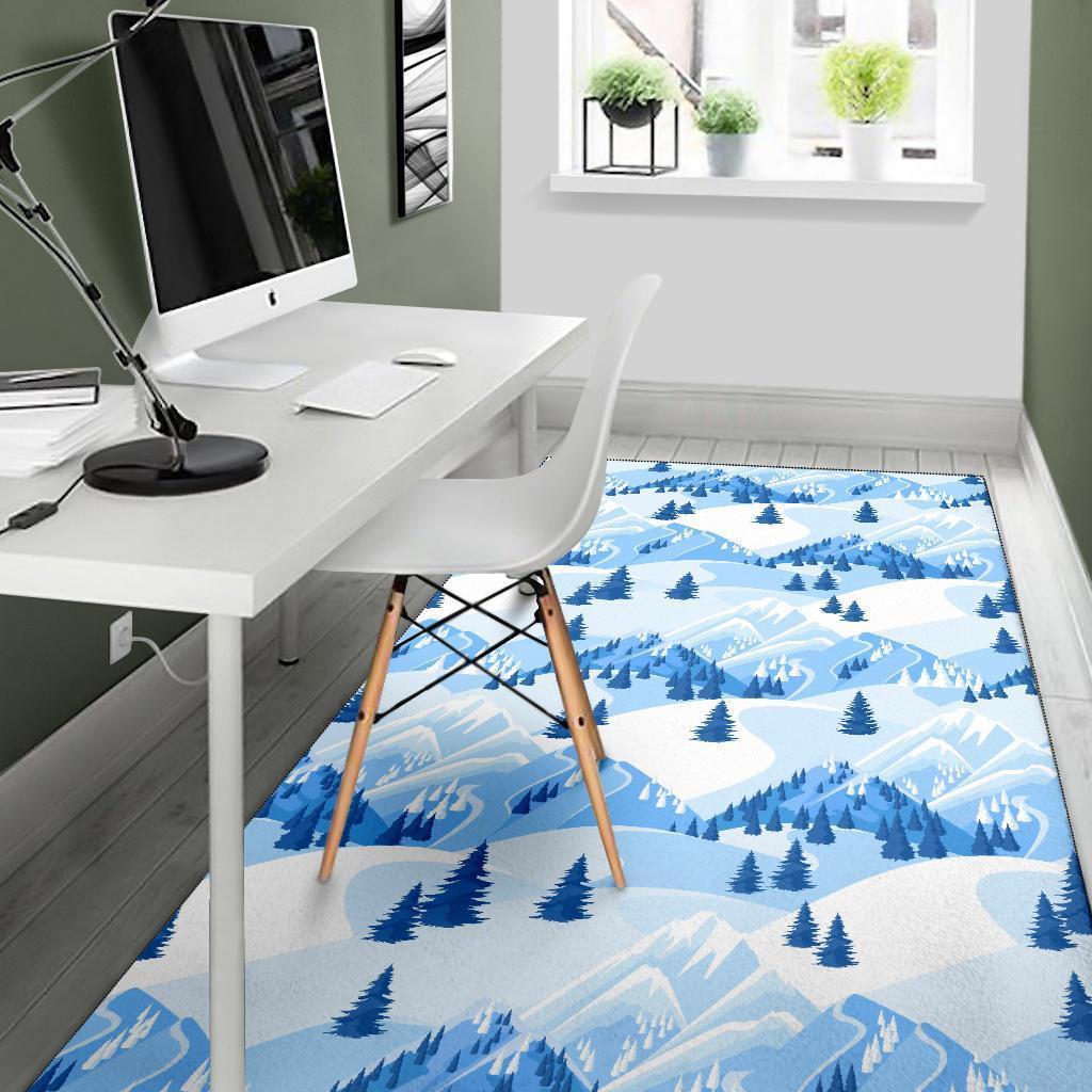 Mountain Snow Pattern Print Floor Mat-grizzshop