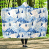 Mountain Snow Pattern Print Hooded Blanket-grizzshop