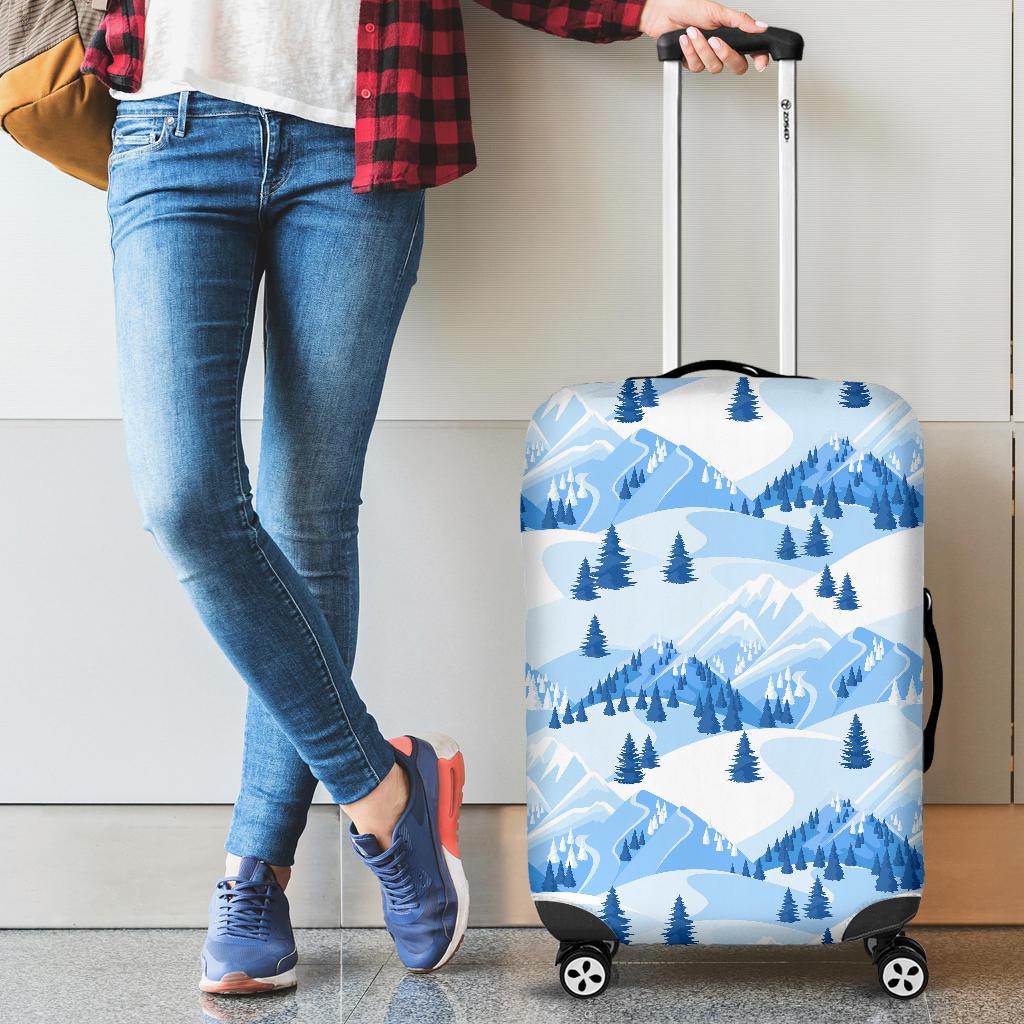 Mountain Snow Pattern Print Luggage Cover Protector-grizzshop