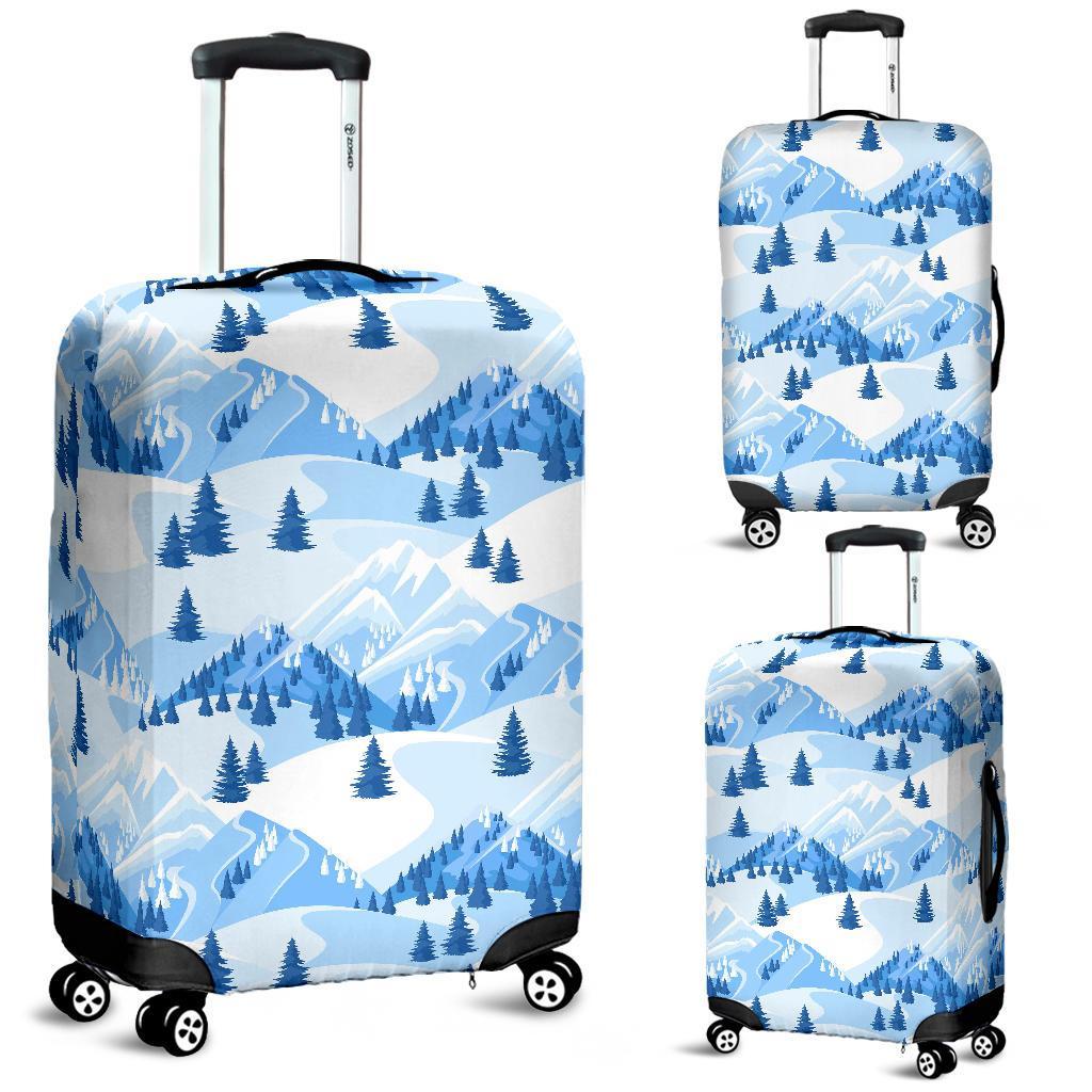 Mountain Snow Pattern Print Luggage Cover Protector-grizzshop