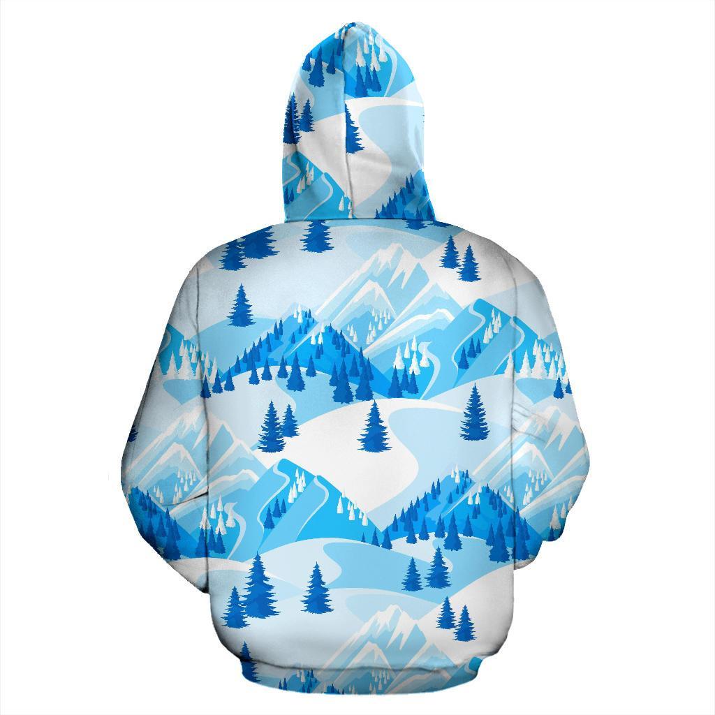 Mountain Snow Pattern Print Men Women Pullover Hoodie-grizzshop