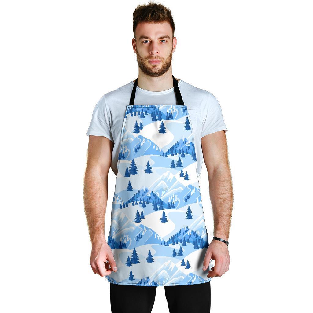 Mountain Snow Pattern Print Men's Apron-grizzshop