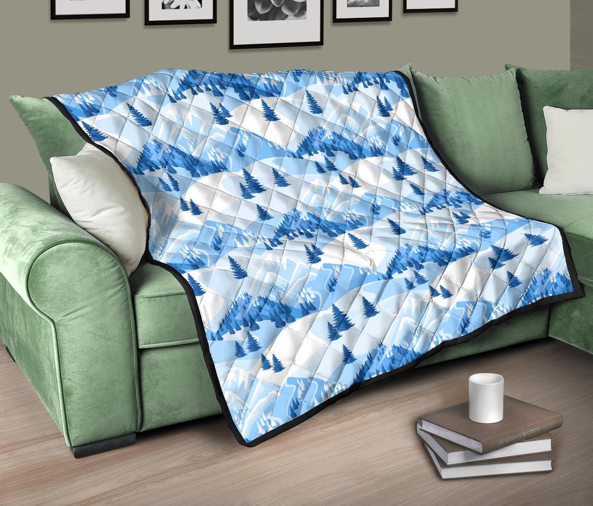 Mountain Snow Pattern Print Quilt-grizzshop