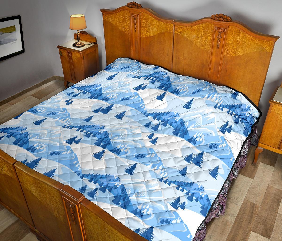 Mountain Snow Pattern Print Quilt-grizzshop