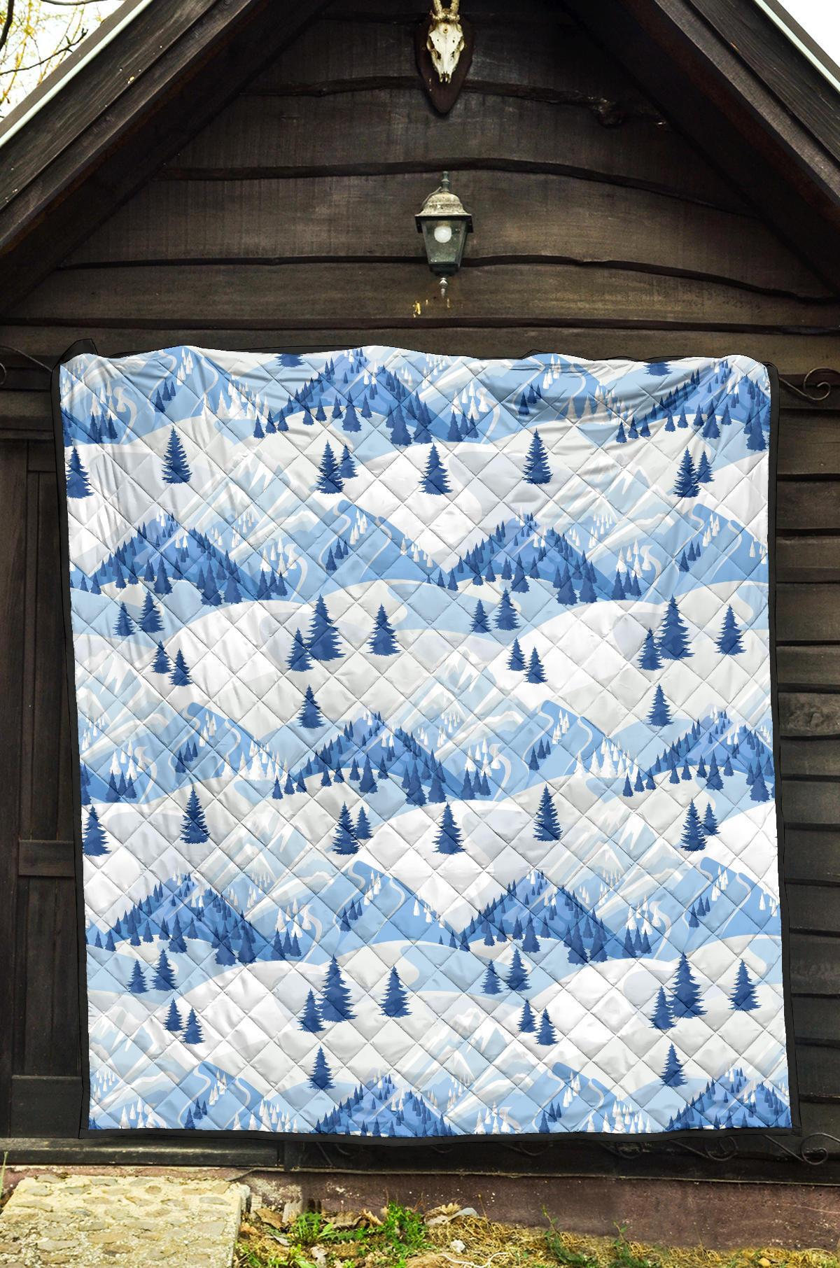 Mountain Snow Pattern Print Quilt-grizzshop