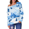 Mountain Snow Pattern Print Women Off Shoulder Sweatshirt-grizzshop