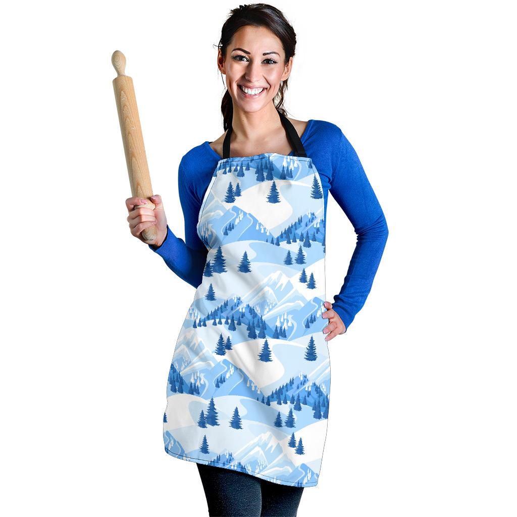 Mountain Snow Pattern Print Women's Apron-grizzshop