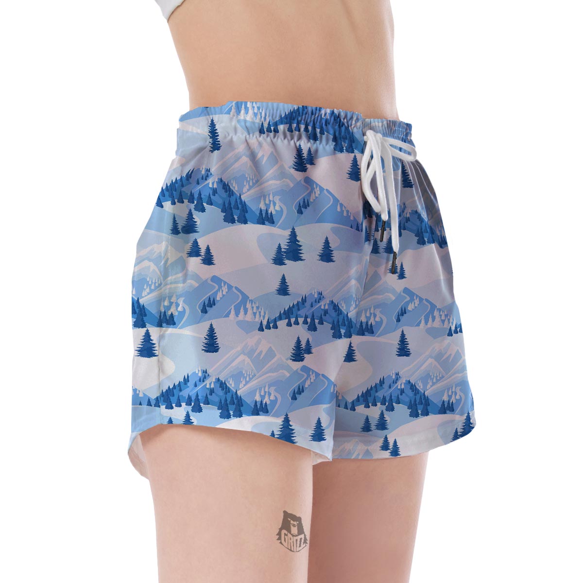 Mountain Snow Pattern Print Women's Shorts-grizzshop