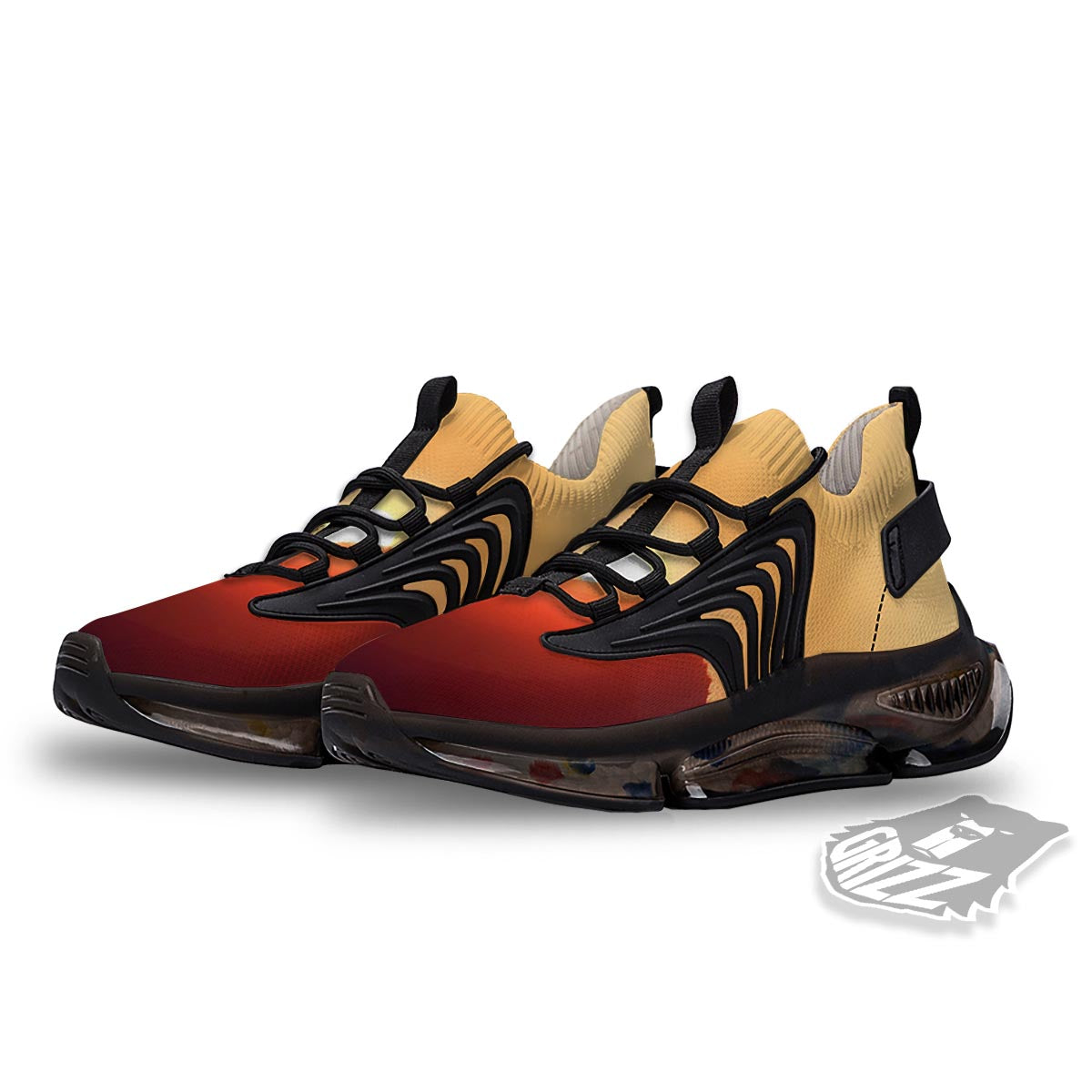 Mountain Sunrise Print Black Gym Shoes-grizzshop