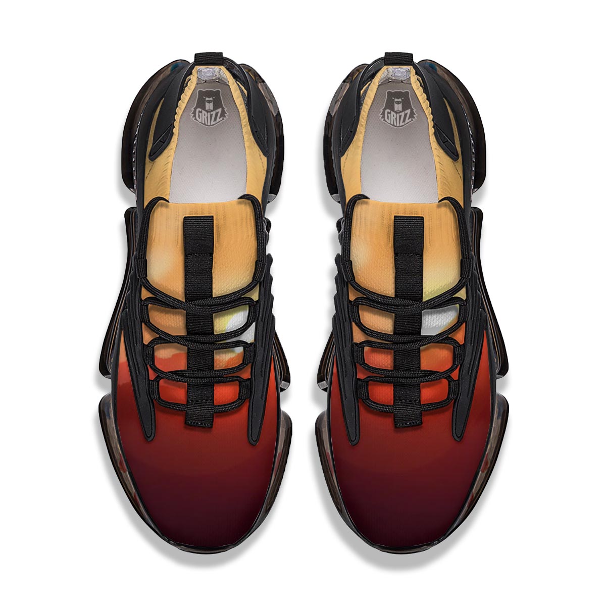 Mountain Sunrise Print Black Gym Shoes-grizzshop