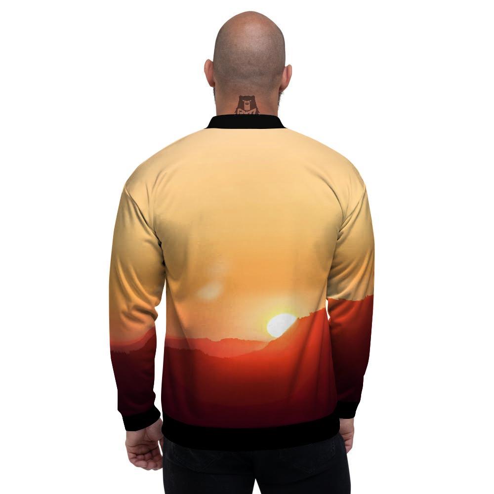 Mountain Sunrise Print Men's Bomber Jacket-grizzshop