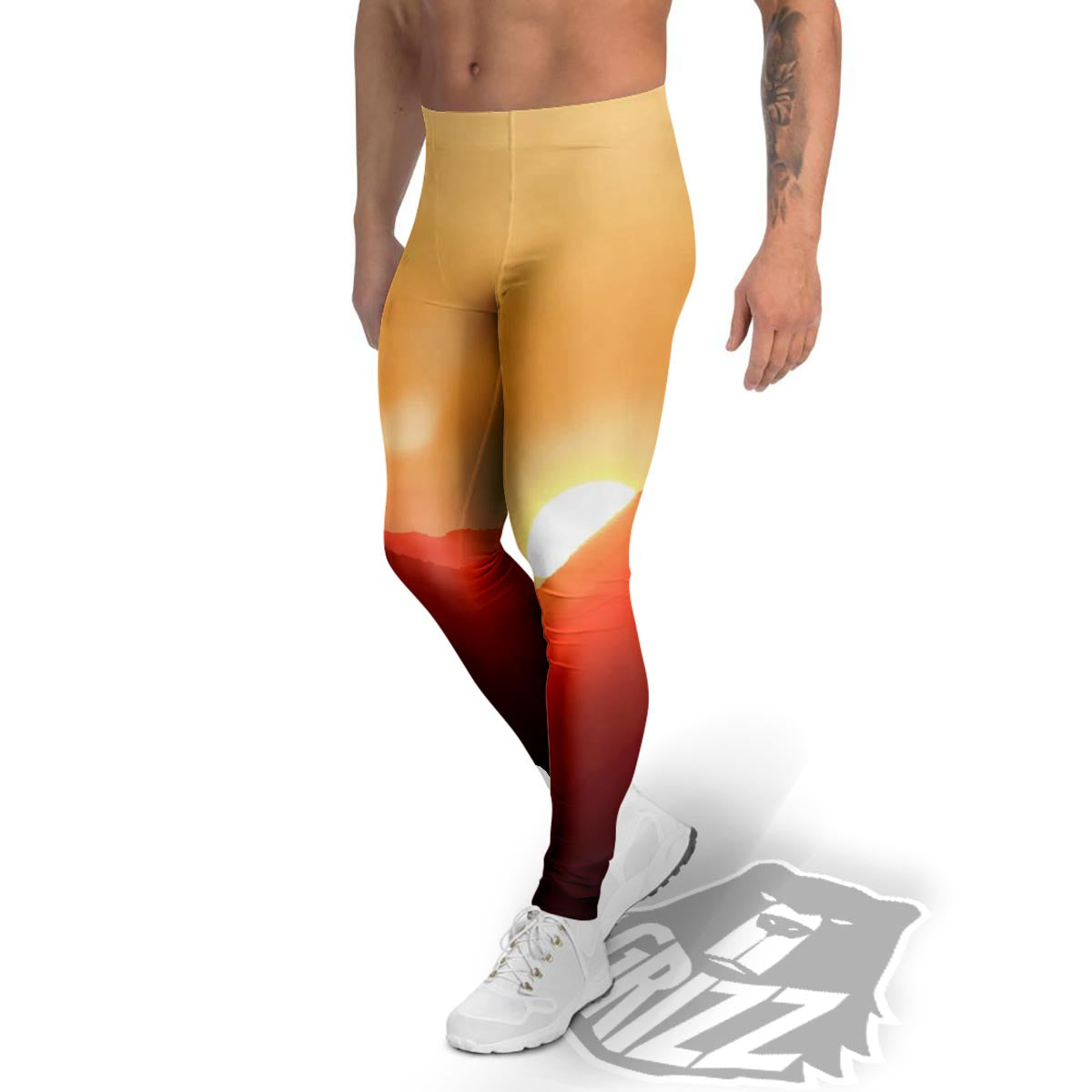 Mountain Sunrise Print Men's Leggings-grizzshop