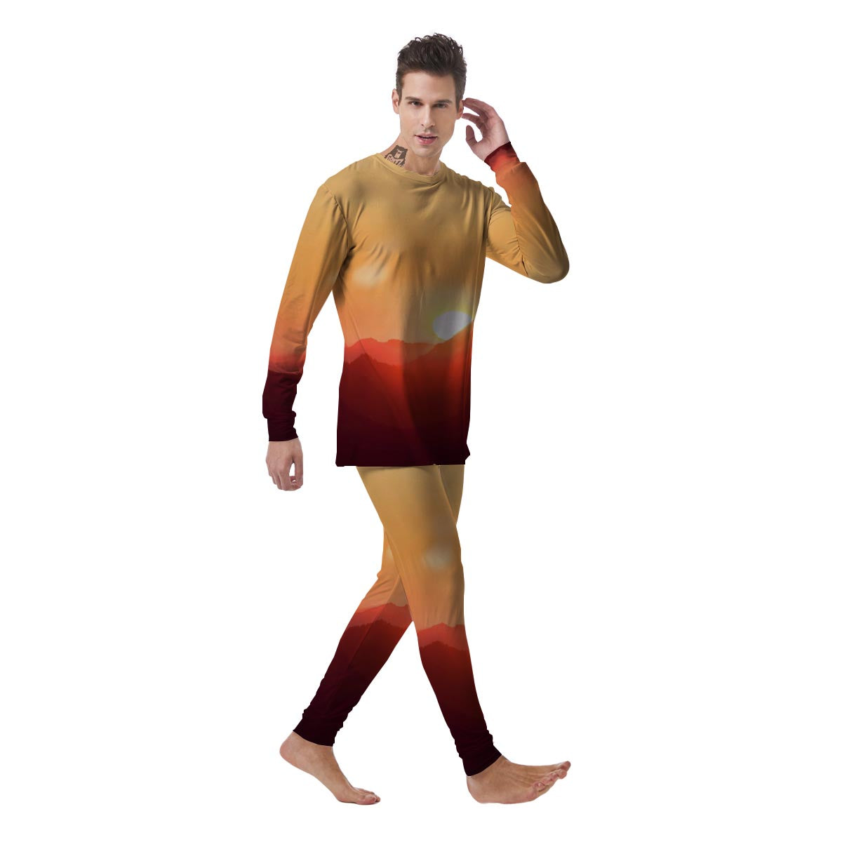 Mountain Sunrise Print Men's Pajamas-grizzshop