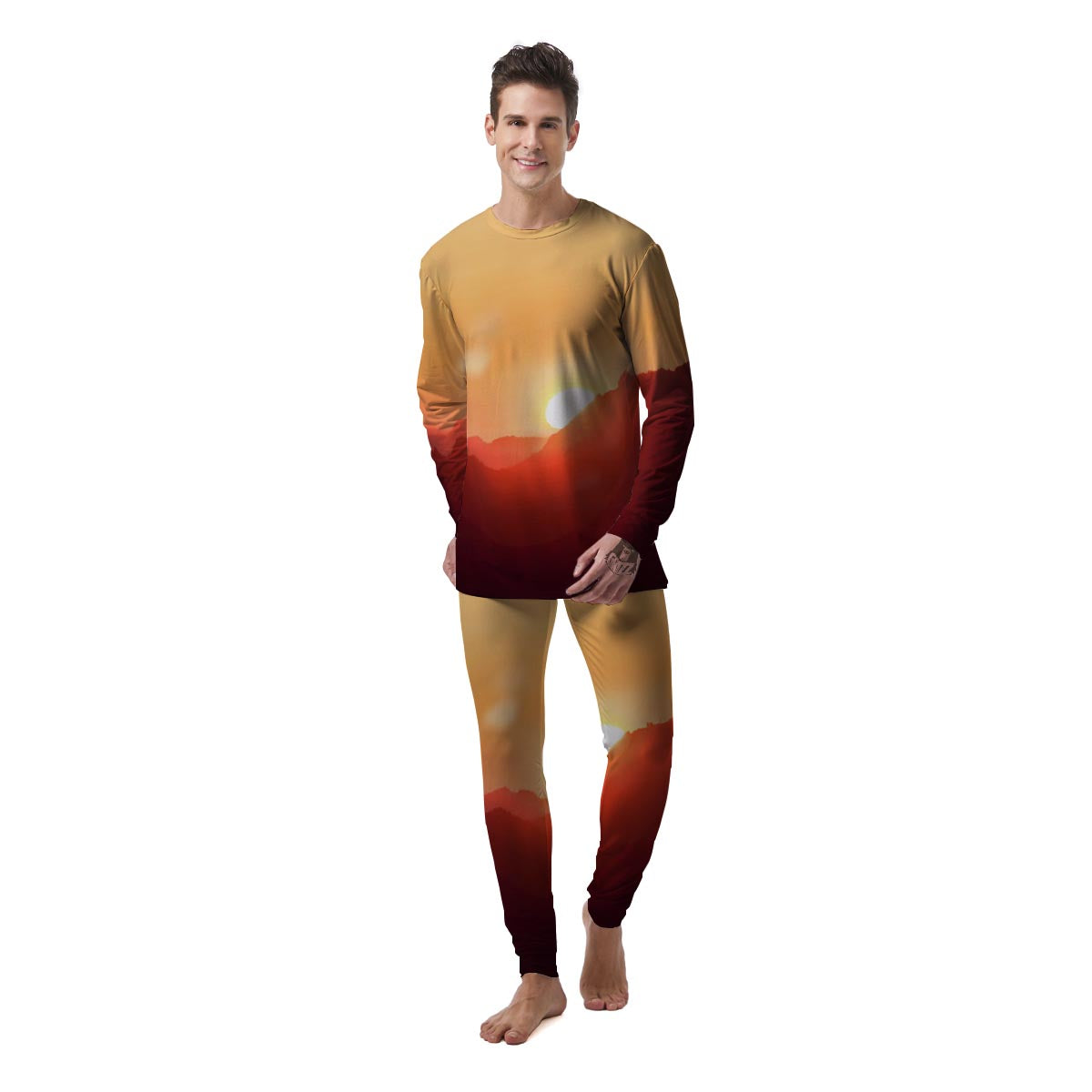 Mountain Sunrise Print Men's Pajamas-grizzshop