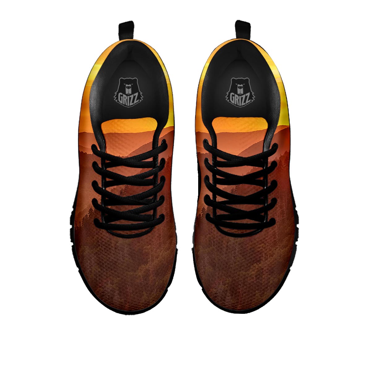 Mountain Sunset Print Black Sneaker-grizzshop