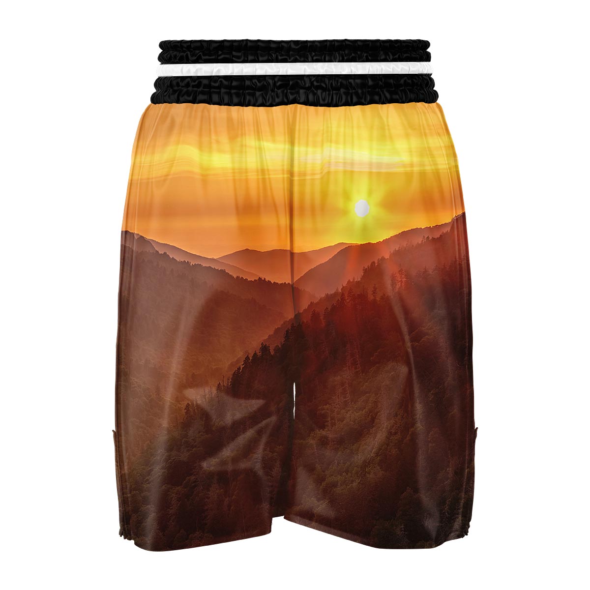 Mountain Sunset Print Boxing Shorts-grizzshop
