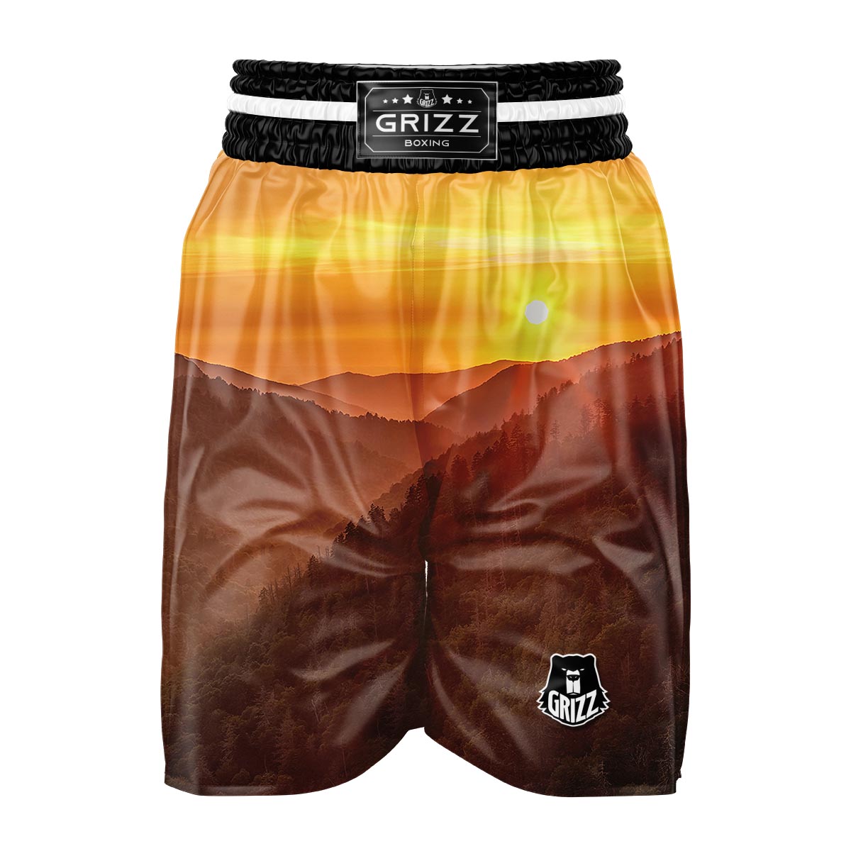 Mountain Sunset Print Boxing Shorts-grizzshop
