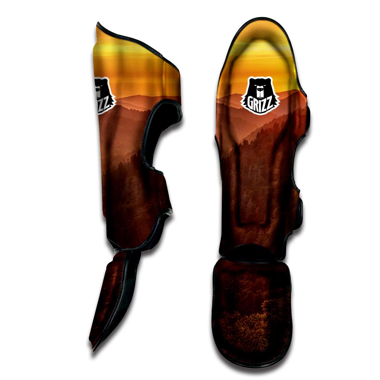 Mountain Sunset Print Muay Thai Shin Guards-grizzshop