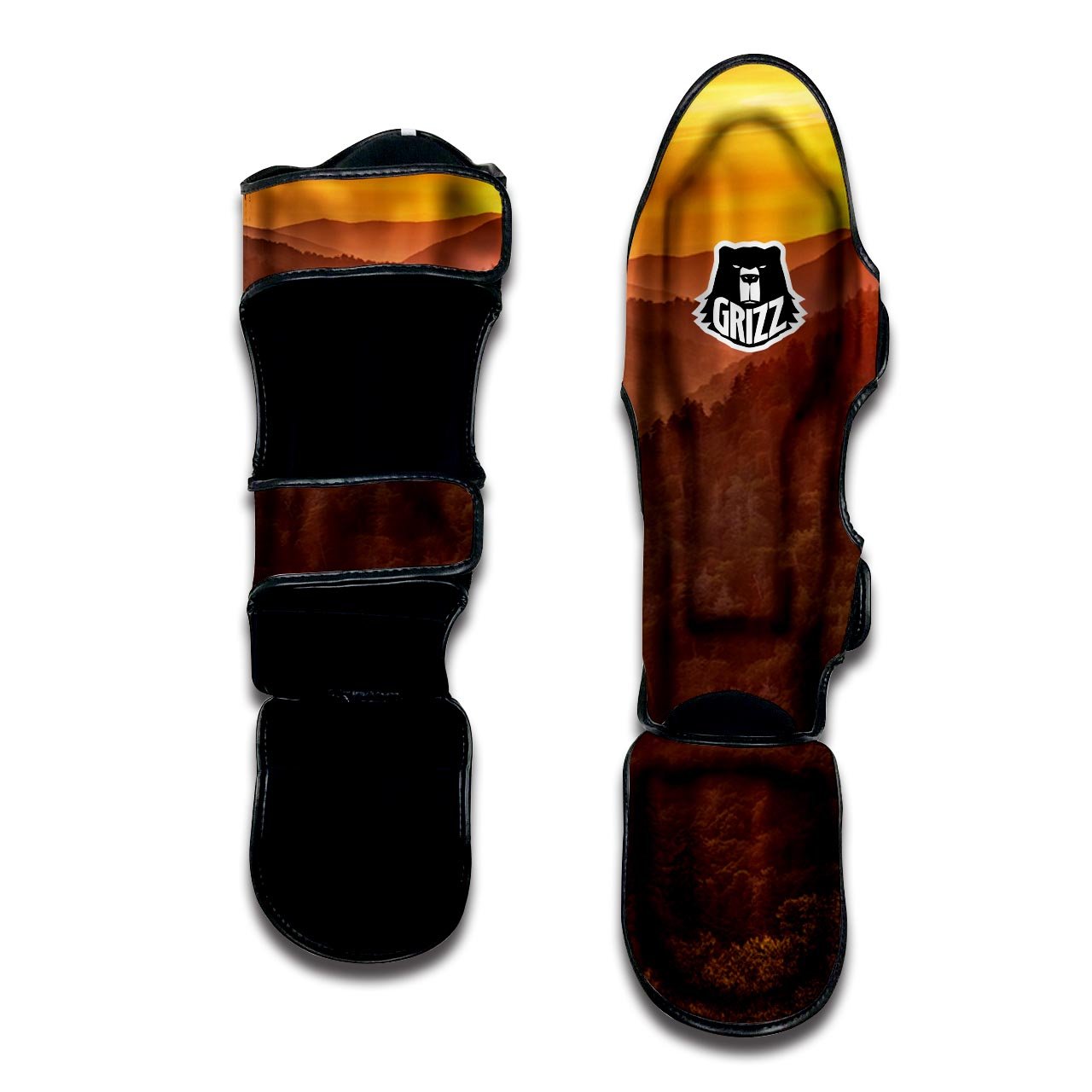 Mountain Sunset Print Muay Thai Shin Guards-grizzshop