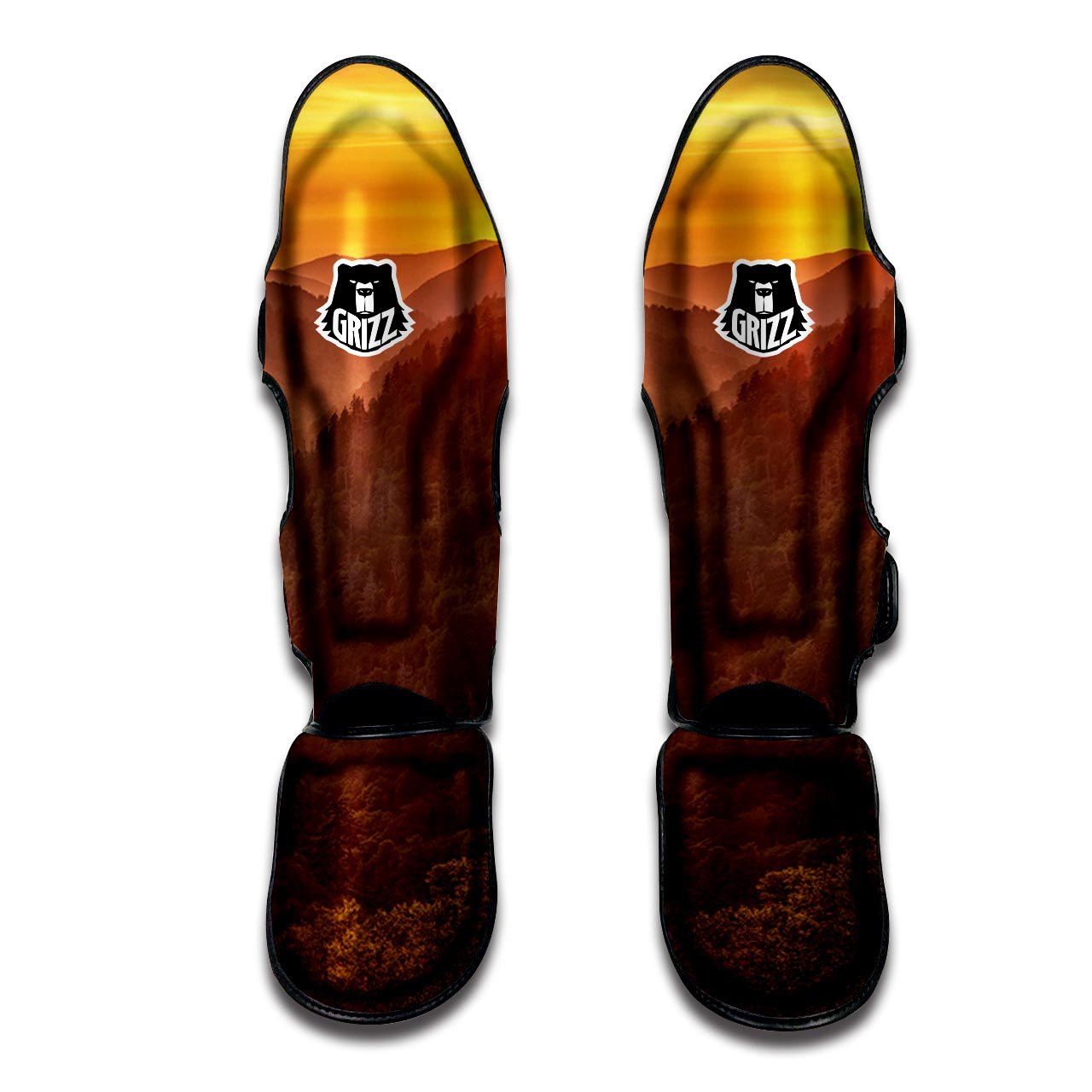 Mountain Sunset Print Muay Thai Shin Guards-grizzshop