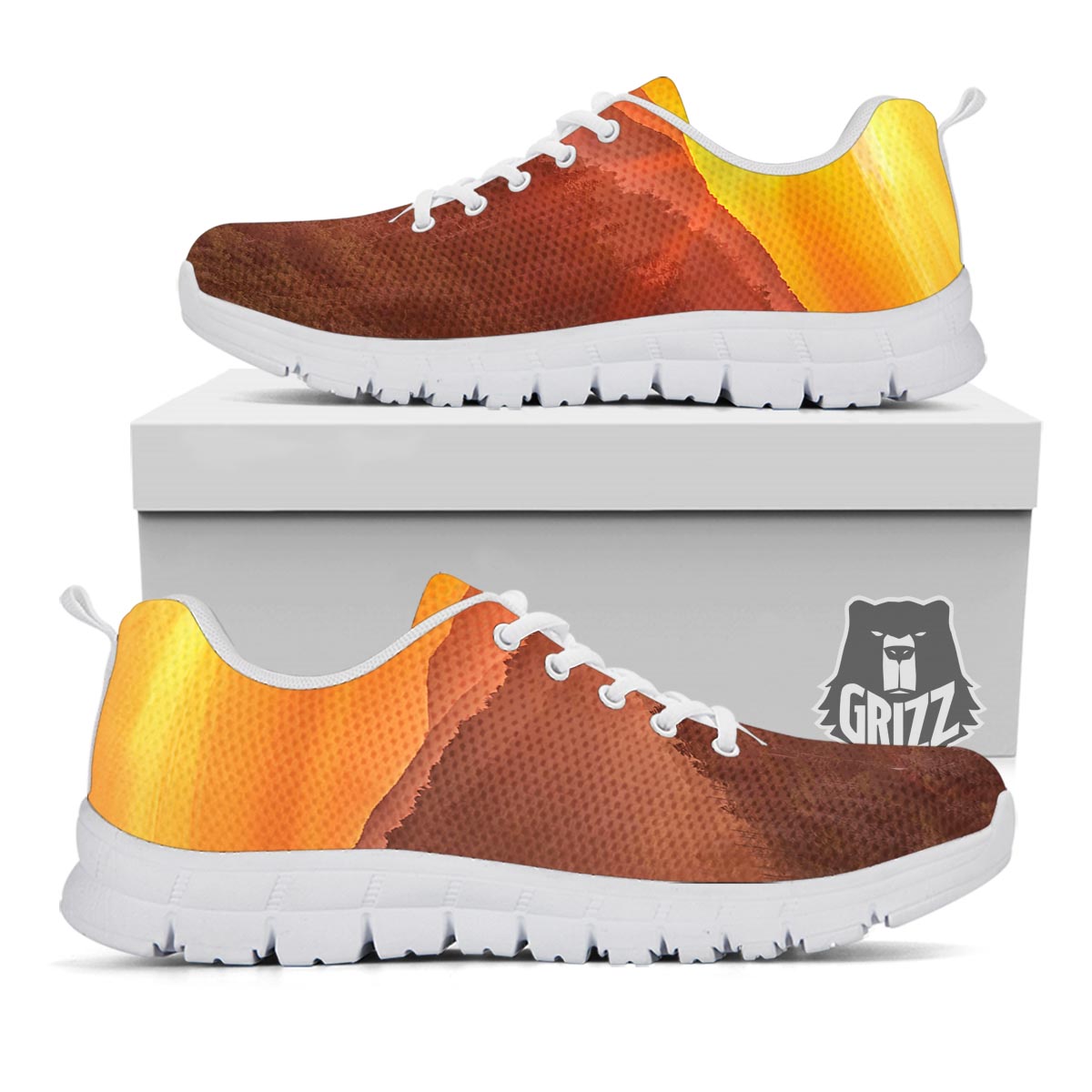 Mountain Sunset Print White Sneaker-grizzshop