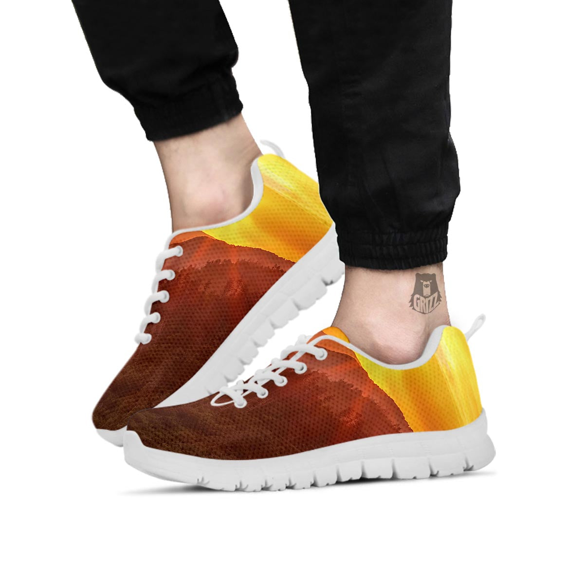 Mountain Sunset Print White Sneaker-grizzshop