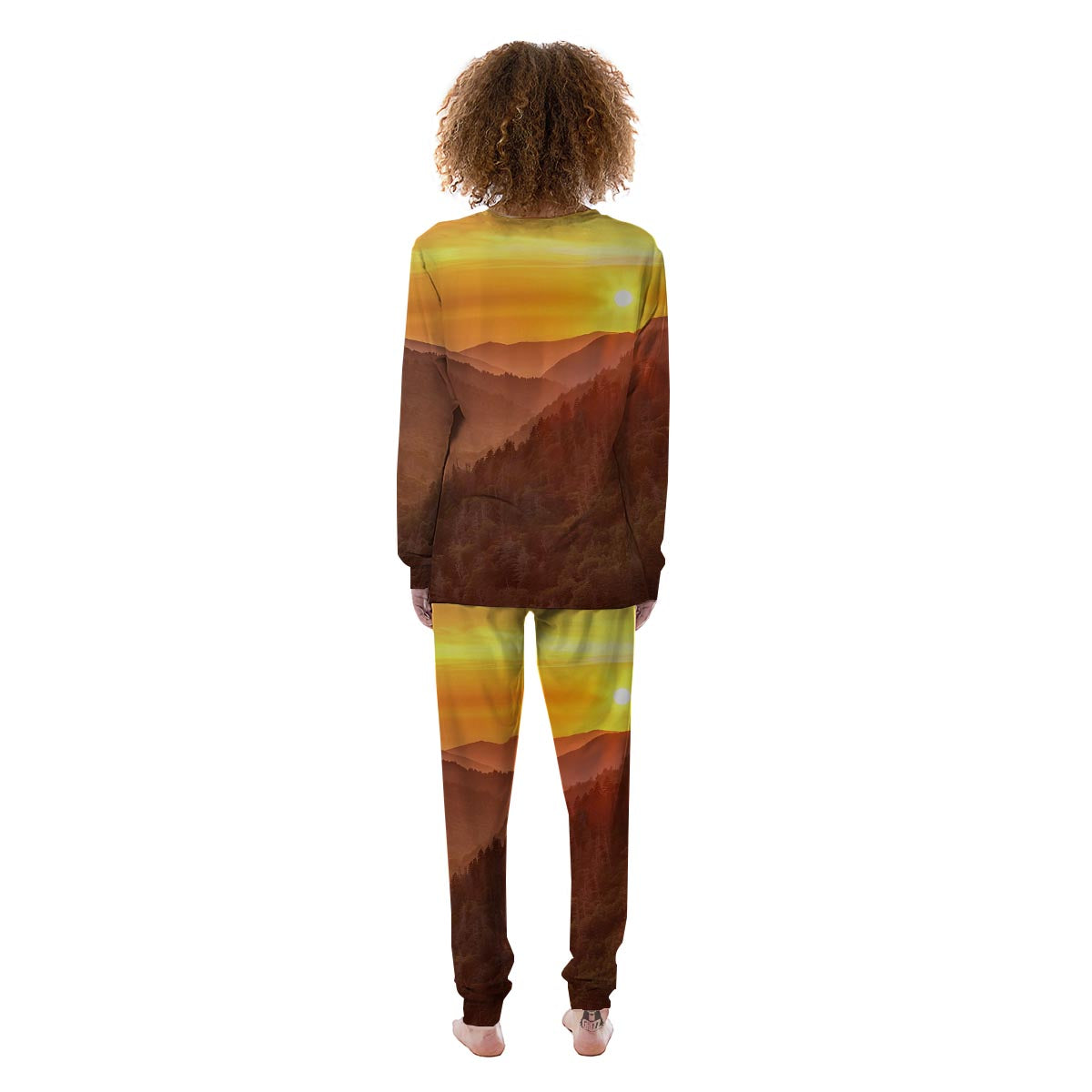 Mountain Sunset Print Women's Pajamas-grizzshop