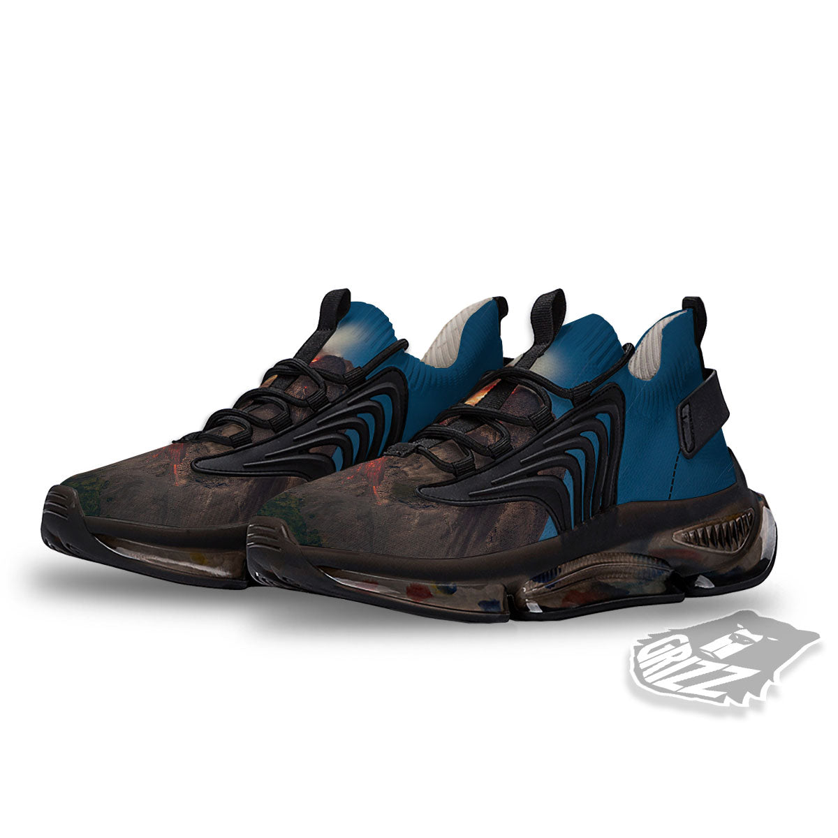 Mountain Volcanic Print Black Gym Shoes-grizzshop