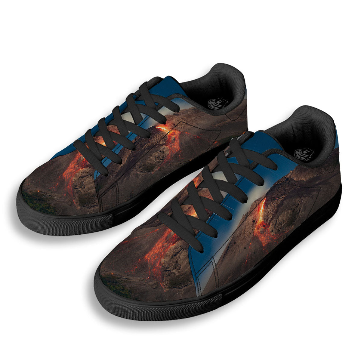 Mountain Volcanic Print Black Low Top Sneakers-grizzshop
