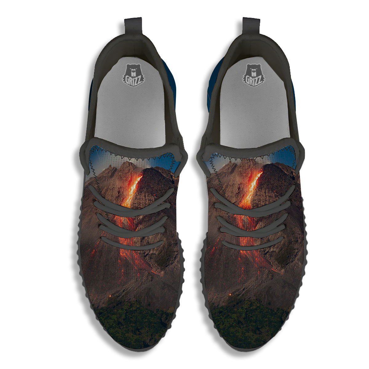 Mountain Volcanic Print Black Walking Shoes-grizzshop