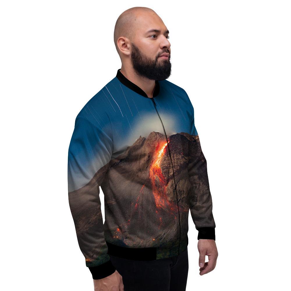 Mountain Volcanic Print Men's Bomber Jacket-grizzshop