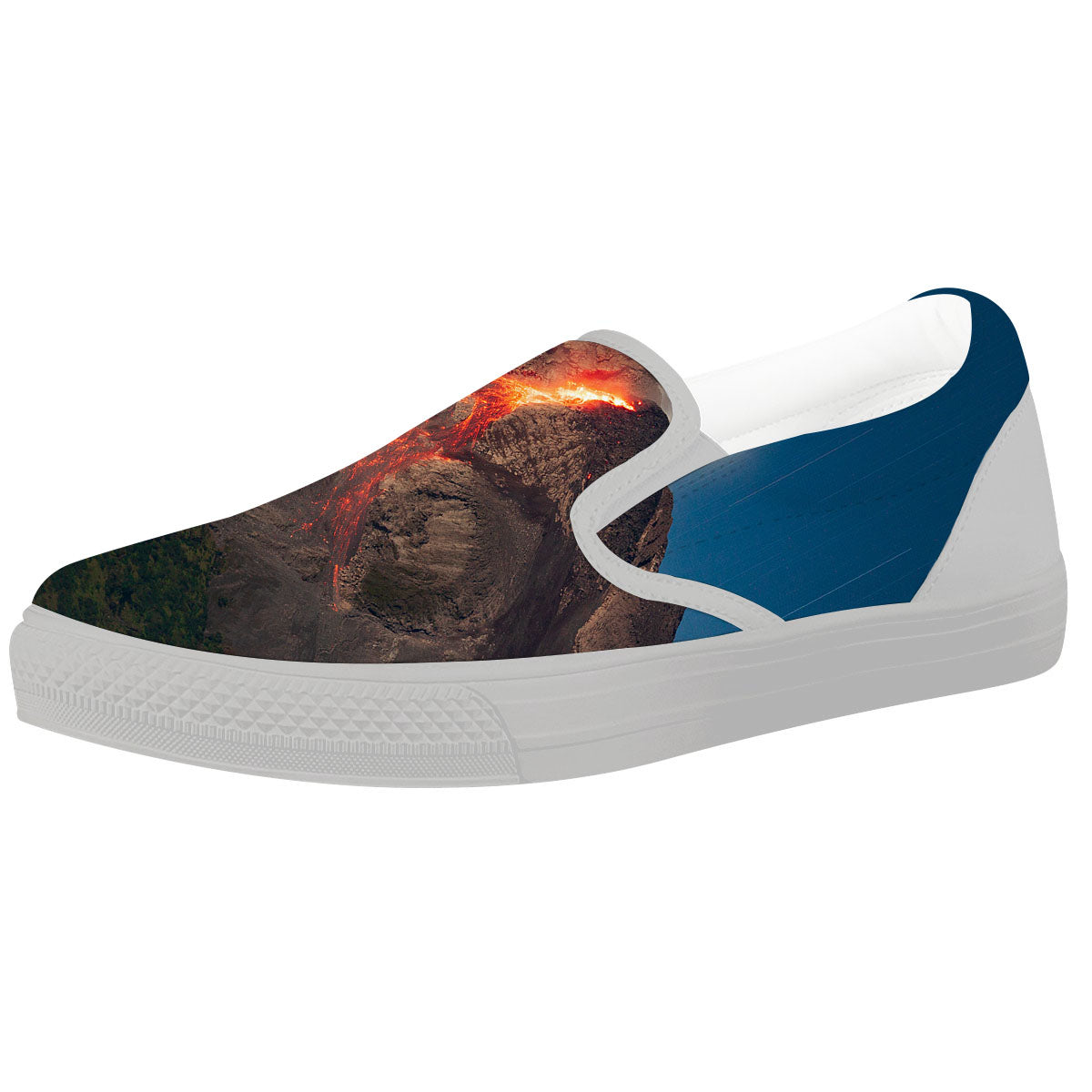 Mountain Volcanic Print White Slip On Shoes-grizzshop