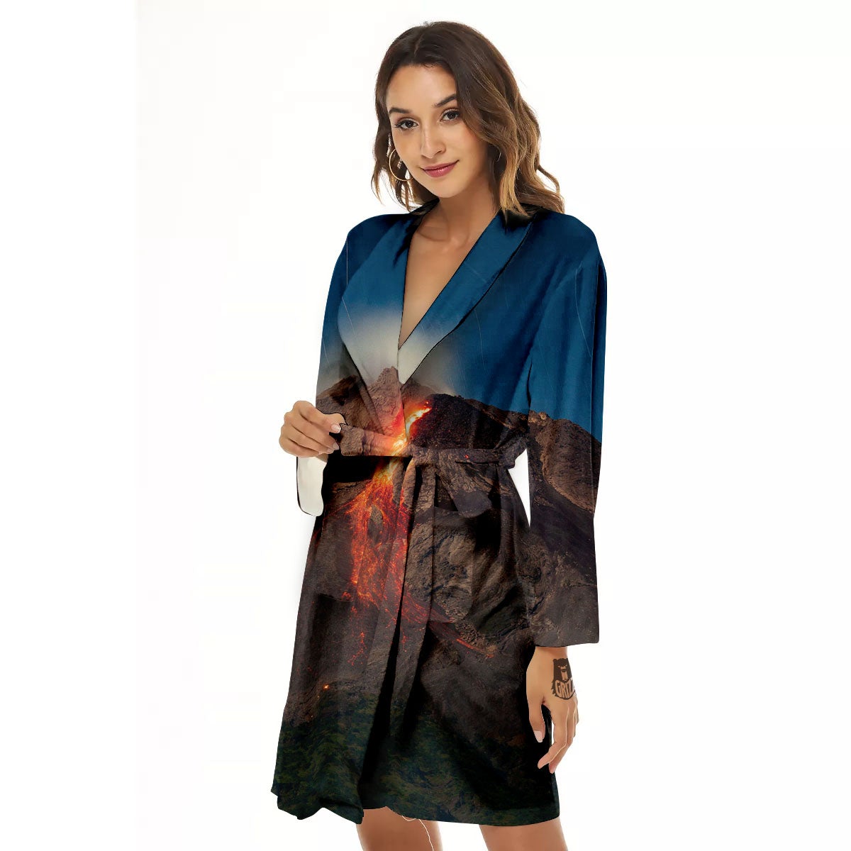 Mountain Volcanic Print Women's Robe-grizzshop