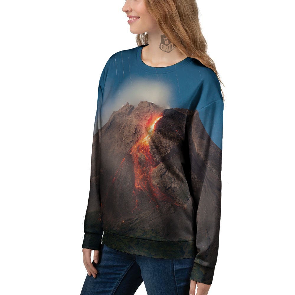 Mountain Volcanic Print Women's Sweatshirt-grizzshop